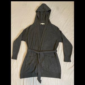 LOFT Oversized Hooded Grey Sweater with Belt